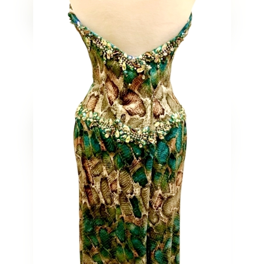 Terani Couture Strapless Animal Print Evening Gown - Picture 6 of 12